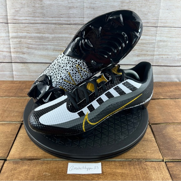 Nike Vapor Edge Speed 360 Black Metallic Gold Football Cleats - Picture 6 of 8